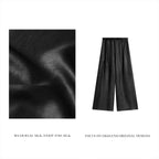 Xiangyunsha Silk Tassel Wide-Leg Trousers - Original Color Plain Crepe Satin