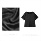 Black Silk Heavy Satin Short-Sleeve Top