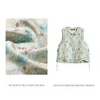 Iridescent Liuli Song Brocade Side-Fastening Vest - Crimson Clouds & Delicate Shadows
