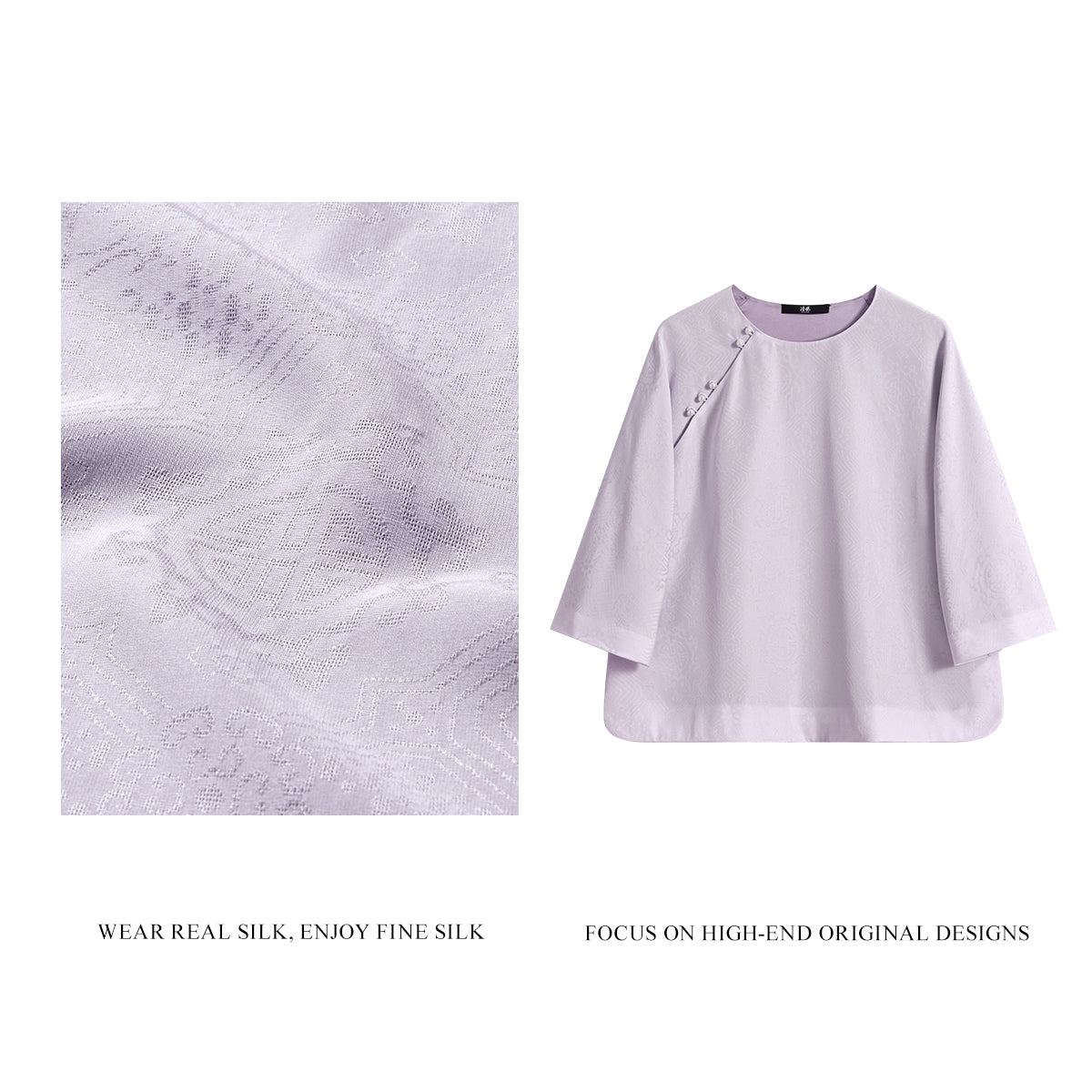 Light Purple Luo Silk (Gauze) Top - Circular "Xi" (Happiness) Pattern