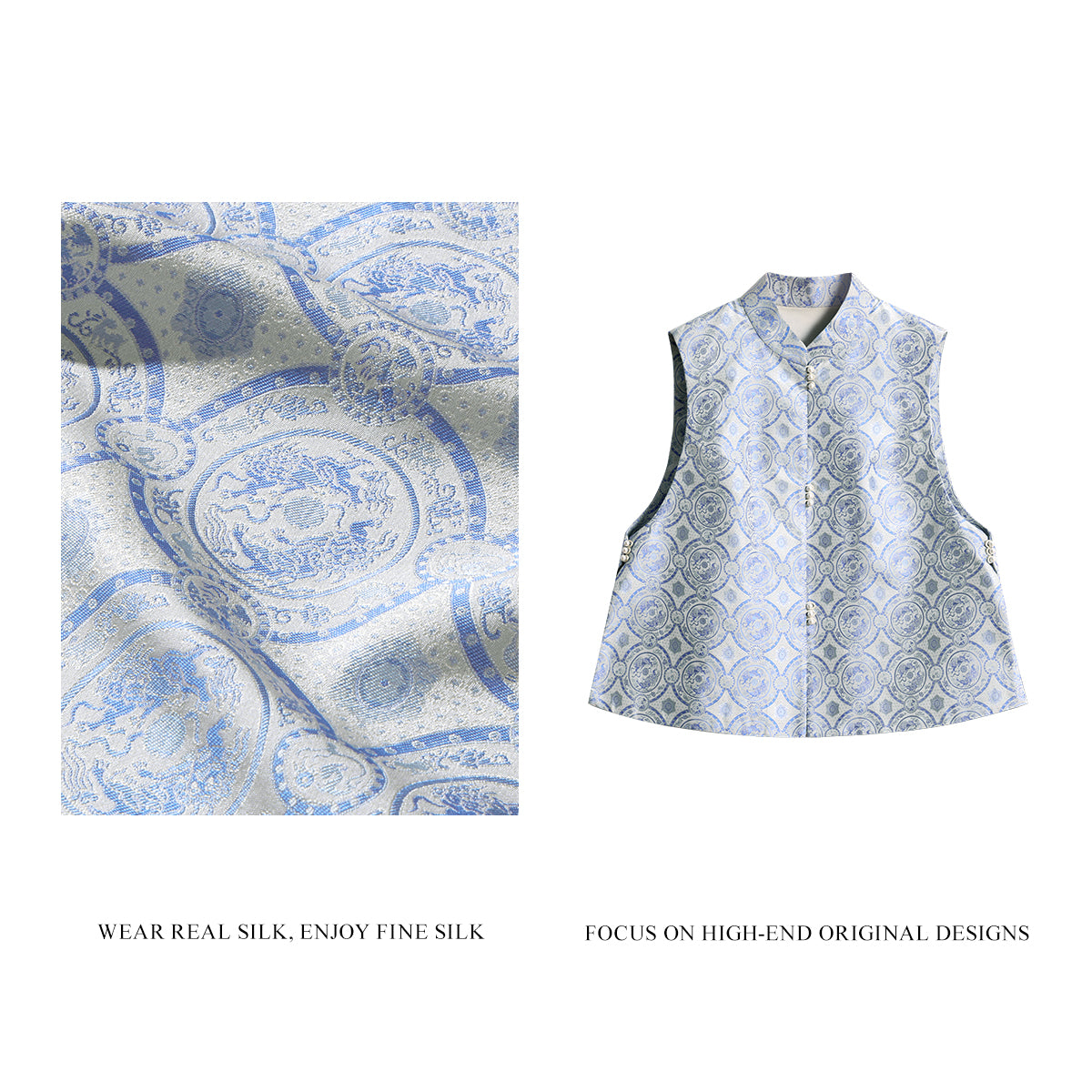 Straight-Front Waistcoat in Double Lions and Brocade Ball Motif