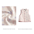 Spring in Full Bloom (Milky Apricot Color) Round-neck Front-opening Vest (Horizontal Toggle Fasteners))