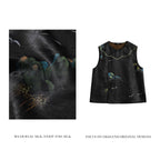 Xiangyunsha Silk Vest - Azure Peaks & Crane Whispers