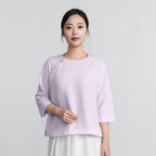 Light Purple Luo Silk (Gauze) Top - Circular "Xi" (Happiness) Pattern