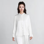White Heavy Satin Blouse