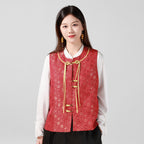 Red Ice-Crack Plum Blossom Song Brocade Silk Vest
