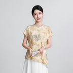 Monet Floral Shadows Double Crepe Top