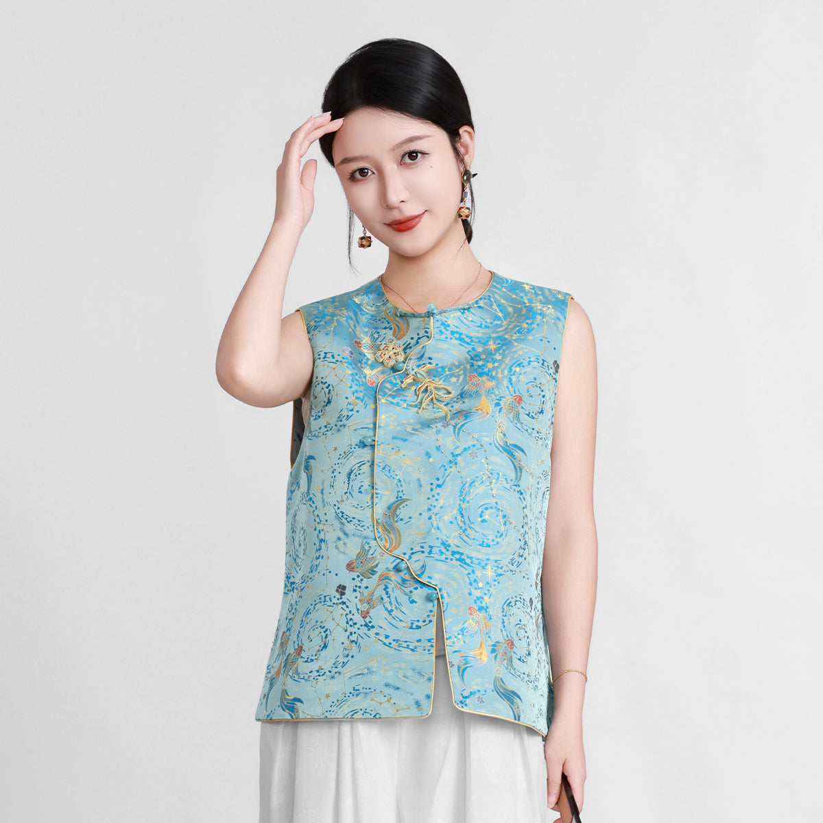Song Brocade Vest - Pisces (Blue)