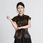 Xiangyunsha Silk Asymmetric-Front Top - Snow-Kissed Camellia