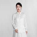 Camellia and Butterfly Jacquard Satin Shirt