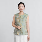 Deer and Bamboo in Harmony (Blue Gold Weaving) Vest