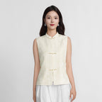 Silk and Wool Blend Vest - Butterfly Shadows Among Resting Clouds