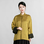 Reversible Gold-Satin Xiangyunsha Silk Straight-Front Top