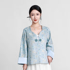 Song Brocade Silk Top - Auspicious Steeds & Flourishing Blossoms