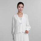 White Salt-Shrunk Textured Silk Top
