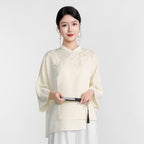 Linghua Reflects Gold (Gold Weaving) Three-quarter Sleeve Top