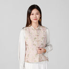 Pink Seaweed and Goldfish Front-opening Vest (Gourd-Shaped Buttons)