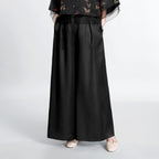 Xiangyunsha Silk Tassel Wide-Leg Trousers - Original Color Plain Crepe Satin