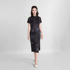 Dark Purple Peony Xiangyunsha Cheongsam