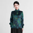 Blue and Green Gradient Xiangyunsha Blouse
