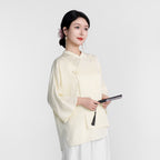 Linghua Reflects Gold (Gold Weaving) Three-quarter Sleeve Top