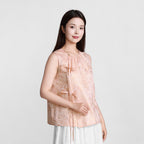 Lanhua-patterned Jacquard Sheer Sleeveless Top
