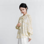 Double Silk Crepe Blouse - Misty Ripples