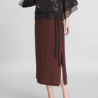 Red Plain Crepe Satin Xiangyunsha Skirt