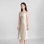 Light Champagne Silk Crepe Satin Cami Dress
