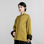 Reversible Gold-Satin Xiangyunsha Silk Straight-Front Top
