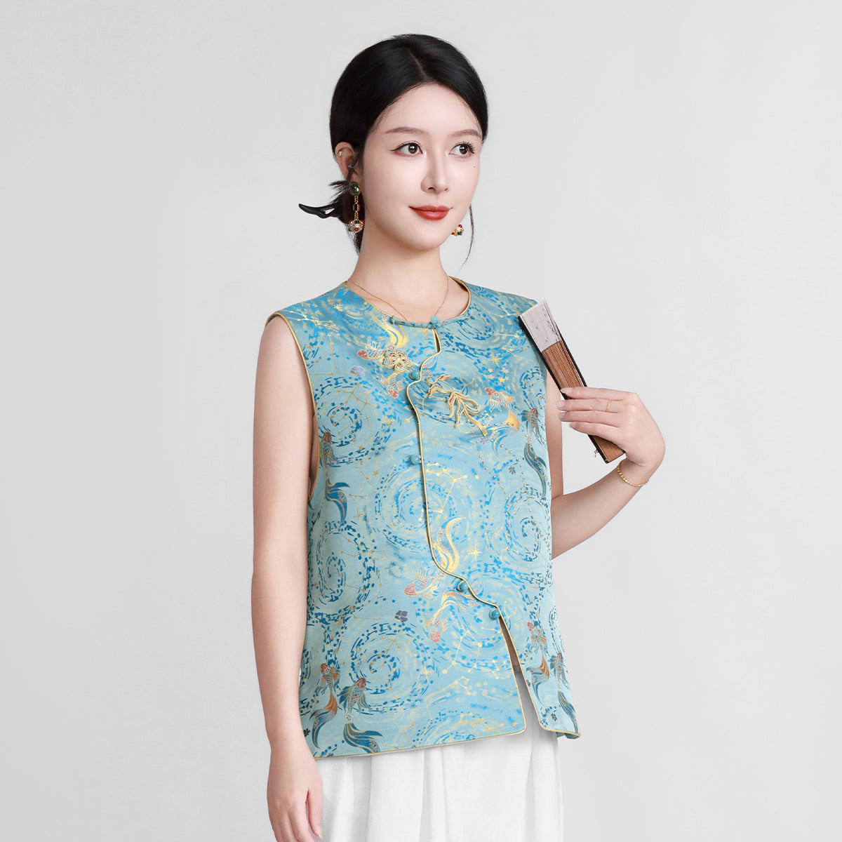 Song Brocade Vest - Pisces (Blue)