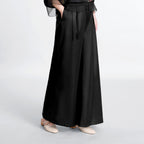 Xiangyunsha Silk Tassel Wide-Leg Trousers - Original Color Plain Crepe Satin
