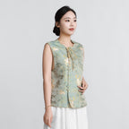 Deer and Bamboo in Harmony (Blue Gold Weaving) Vest