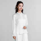 White Heavy Satin Blouse