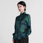 Blue and Green Gradient Xiangyunsha Blouse