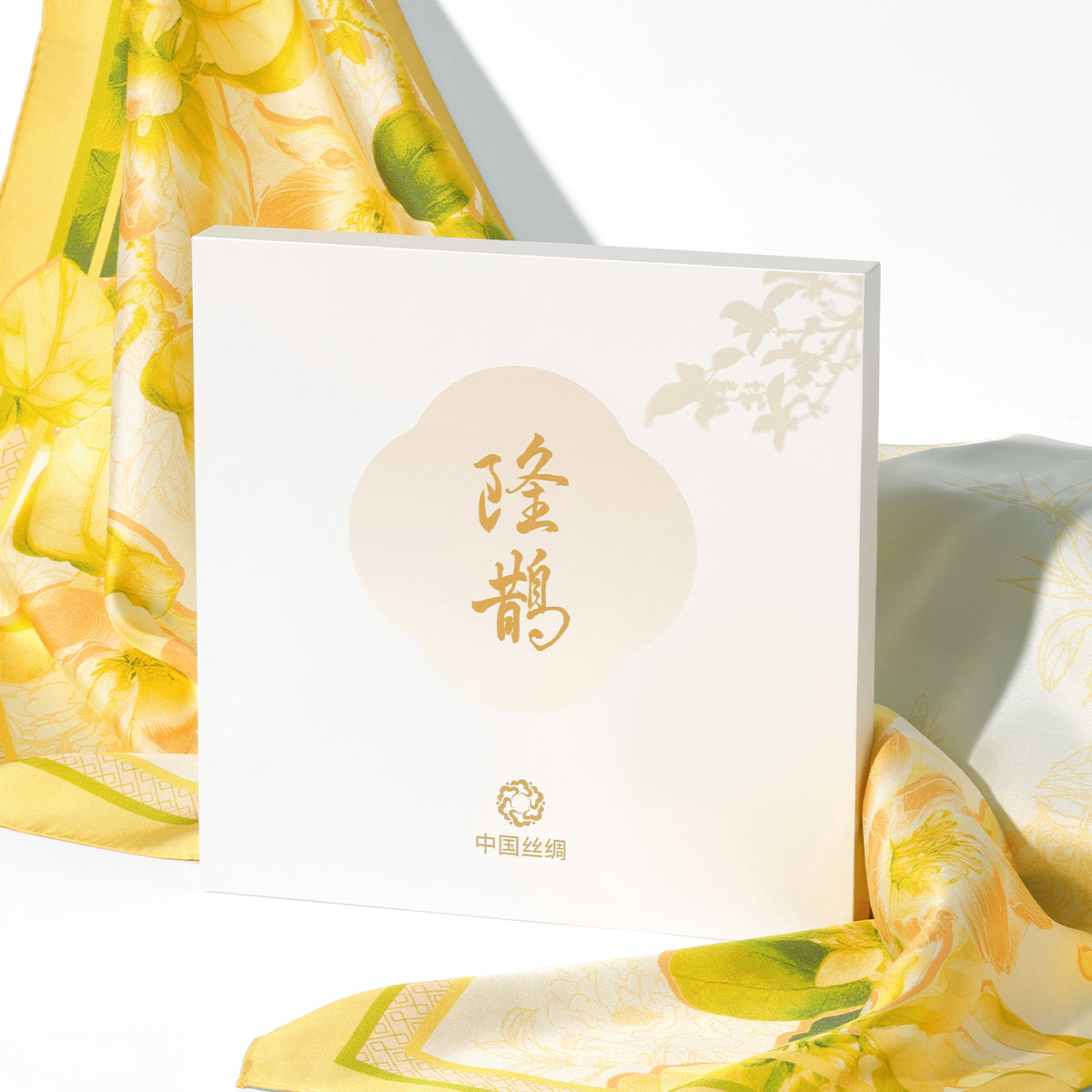 Golden Magnolia Herald the Spring Square Mulberry Silk Scarf